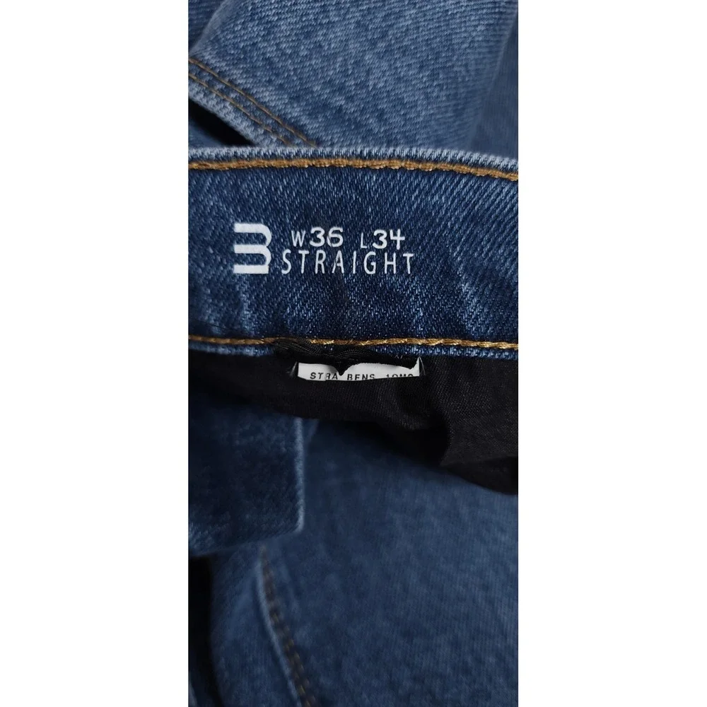 Mott & Bow Mens Med Wash Denim Jeans Straight Leg Mid Rise 5-Pocket 36x34